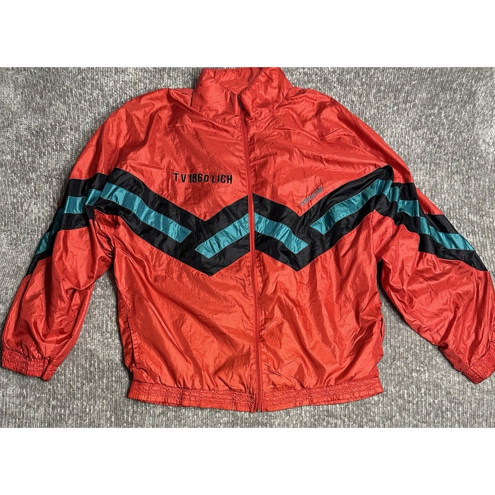 Adidas Vintage Monteforna 80s 90s Red Nylon Oversized Track Top Jacket XXL